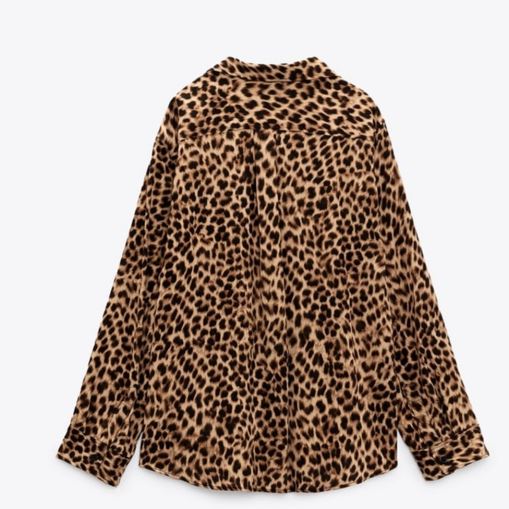 Zara Leopard Print Button Down Blouse - image 2